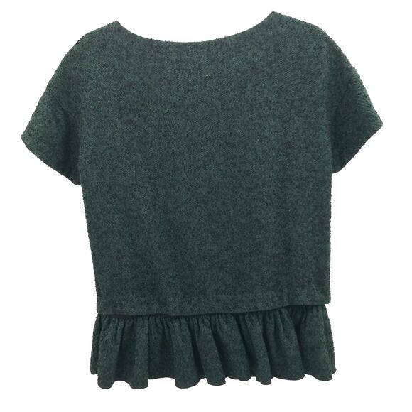 Tibi Detachable Peplum Top Womens XS Green Black Short Sleeve - Picture 4 of 7
